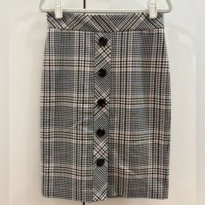 Ann Taylor | Brown and Cream Plaid Pencil Skirt